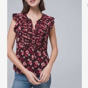 White House Black Market Ruffle Bib Shell Top In Romantic Rose (787)